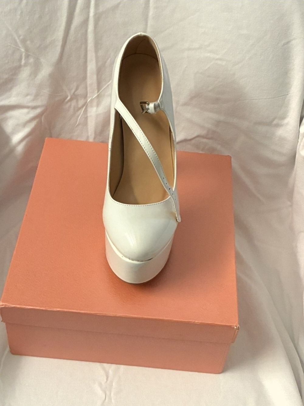 Women’s White Patent Platform Mary Jane Pump